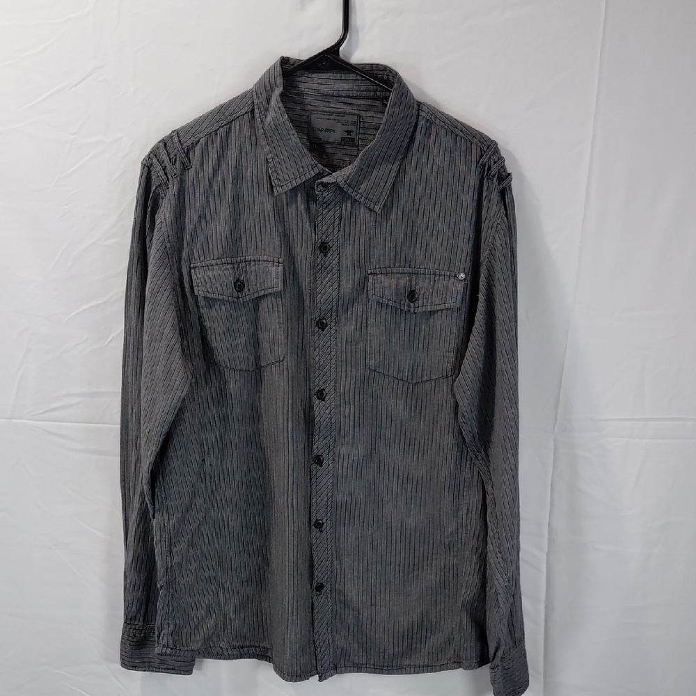 Sean John Gray Striped Casual Button Down Shirt